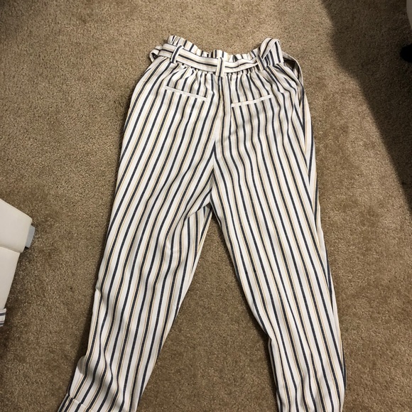Forever 21 Pants - White blue and yellow striped trousers